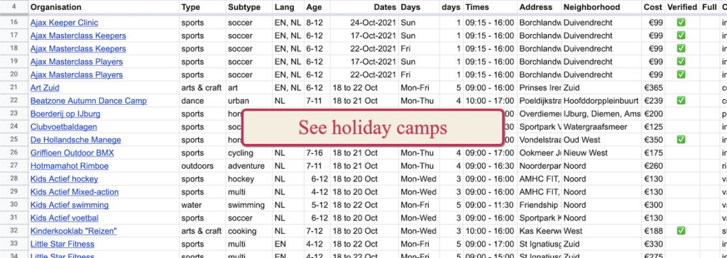 open kids vacation camps amsterdam fall vacation 2021