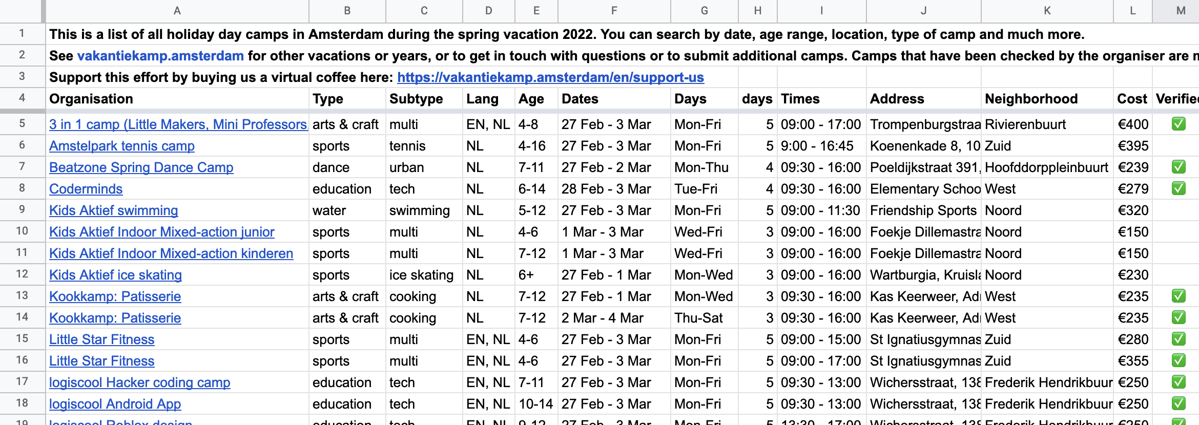 camps for kids in amsterdam spring vacation 2023