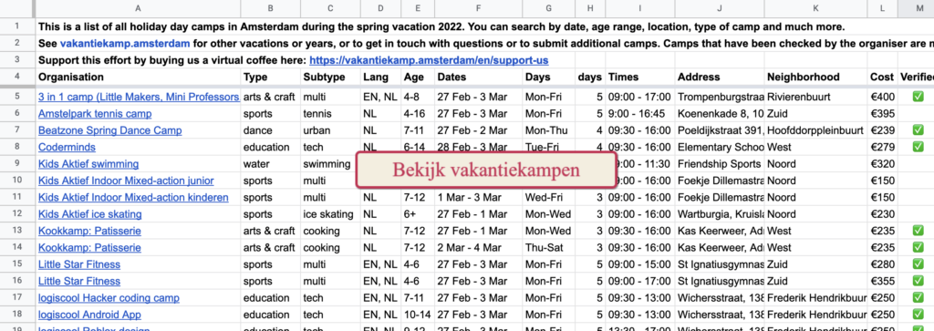 bekijk alle vakantiekampen voor kinderen in amsterdam voorjaarsvakantie 2023