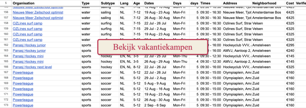 bekijk alle vakantiekampen voor kinderen in amsterdam zomervakantie 2024