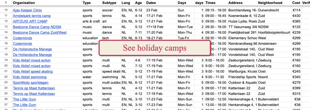 open vacation camps for kids in amsterdam spring vacation 2025