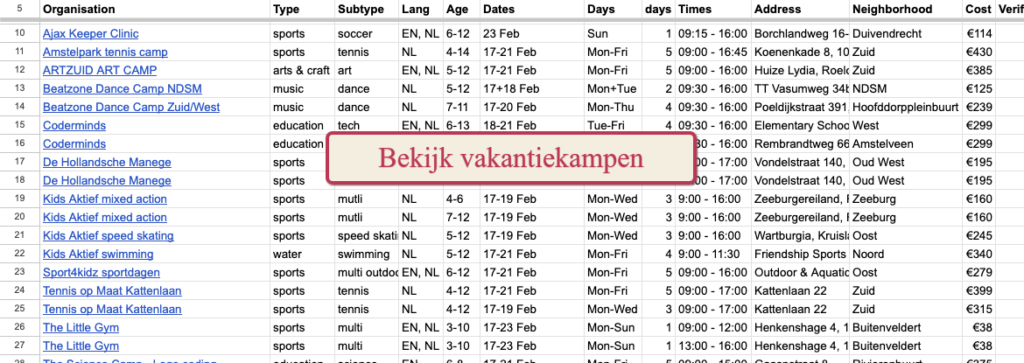 bekijk alle vakantiekampen voor kinderen in amsterdam voorjaarsvakantie 2025