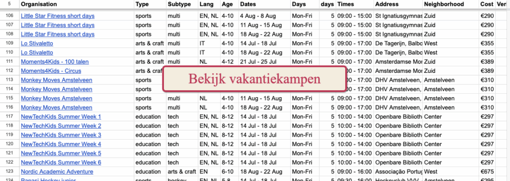 bekijk alle vakantiekampen voor kinderen in amsterdam zomervakantie 2025