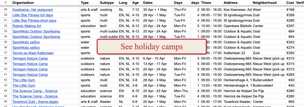 open vacation camps for kids in amsterdam may vacation 2026