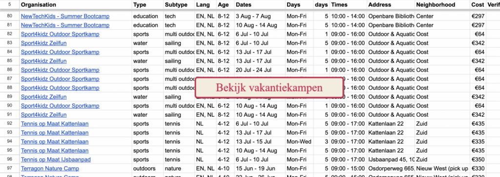 bekijk alle vakantiekampen voor kinderen in amsterdam zomervakantie 2026